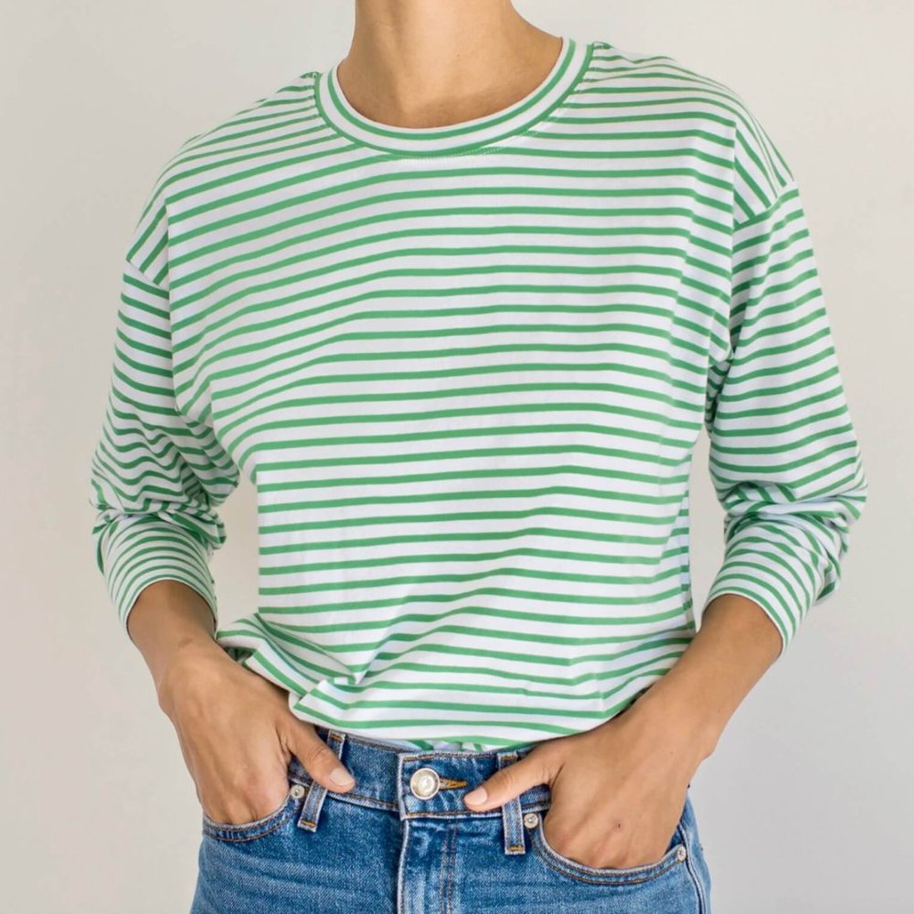 NWOT AYR French Fry Long Sleeve Striped Tee Sz S